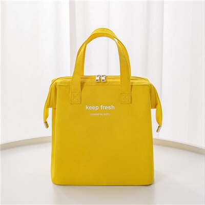 Draagbare Lunch Tas Voor Vrouwen Thermische Geïsoleerde Tote Koeler Handtas Bento Pouch Diner Container School Voedsel Opslag Pakket: Yellow