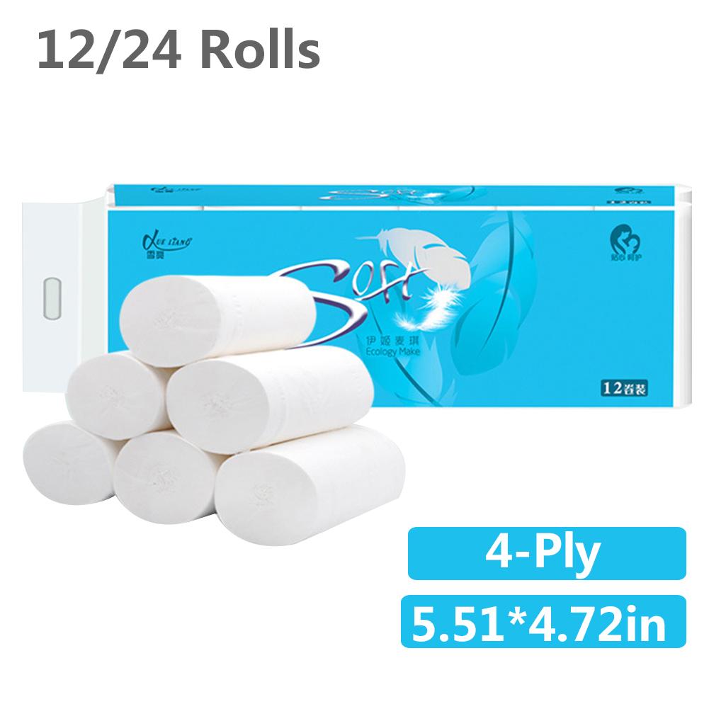12/24 rollos de papel higiénico para el Hogar, baño suave, tejido de baño, rollo de papel para cocina, 4 capas de papel para el baño