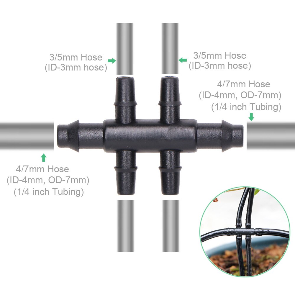 Tuin Automatische Druppelsysteem Kit 4/7-3/5 Mm 4-Manier Automatische Druipen Pijl Connector Geschikt Voor Plant watering