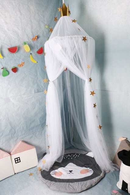 Opknoping Kids Baby Beddengoed Dome Bed Canopy Chiffon Klamboe Bedcover Gordijn Baby Kinderen Spelen Home Decor Bed Canopy Prinses: WHITE