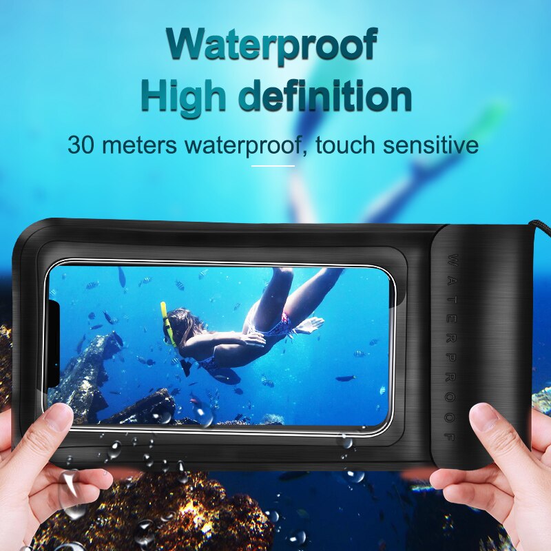 KUULAA Waterproof Phone Case Sealed Clear Bag For Xiaomi iPhone Huawei Samsung Ulefone Mobile Phone Diving Swim Spa Boat Drifter