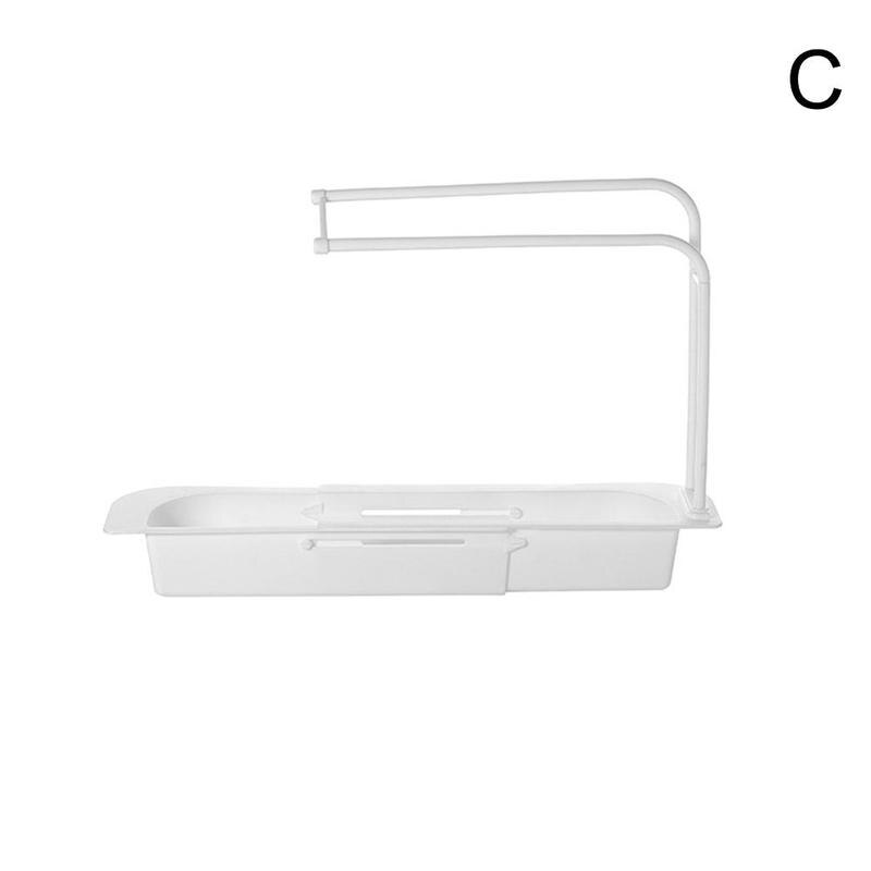 Telescopische gootsteenrek zeep spons afvoer plank opbergmand tas kraanhouder badkamerhouder gootsteen keuken accessoire: C