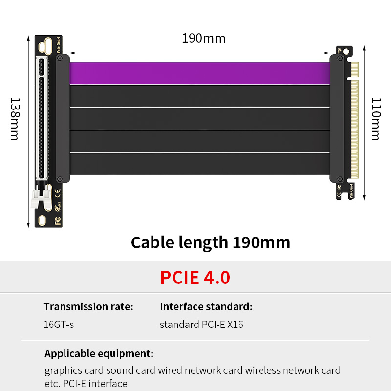 TEUCER PCI-E Gen 4.0 3.0 16X Riser Video Graphics Card Shielded Flexible 90° Mounting GPU Lossless Mount Extension Cable 15/20cm: Silver