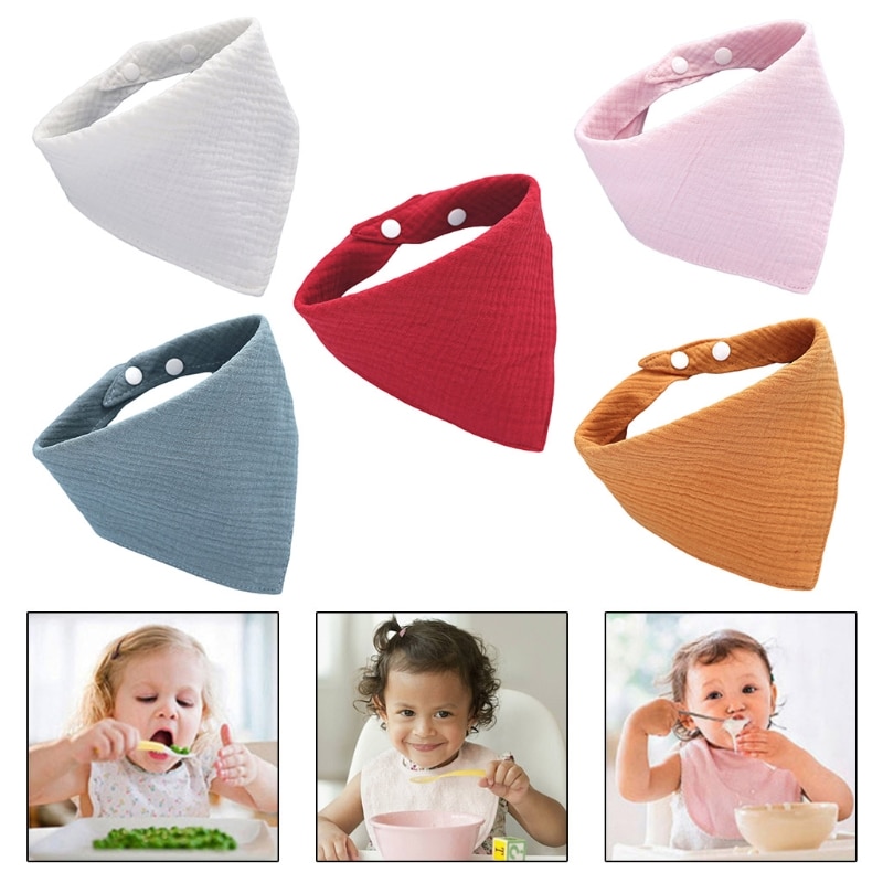 Baby Kleinkinder Fütterung Lätzchen mit Druckknöpfen Weiche Blick Speichel Handtuch Kleinkind Bandana 77HD