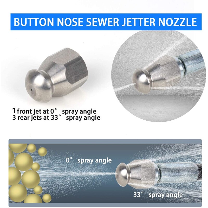 Voor Nilfisk/Stihl Hogedrukreiniger Riool Rioolreinigers Kit Auto Parts1/4 Inch Knop Neus En Roterende Riool Jetting nozzle Voor Washin