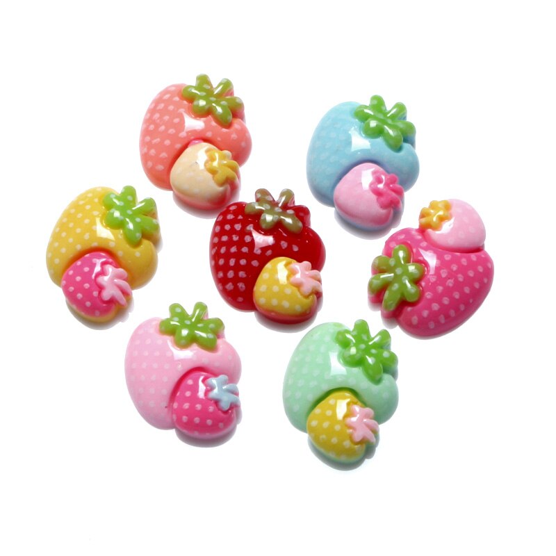 Cabochon en résine mixte, 50 pièces, jolis bonbons, embellissements pour Scrapbooking, accessoires de bricolage, fournitures artisanales de décoration,: Strawberry  21x19mm