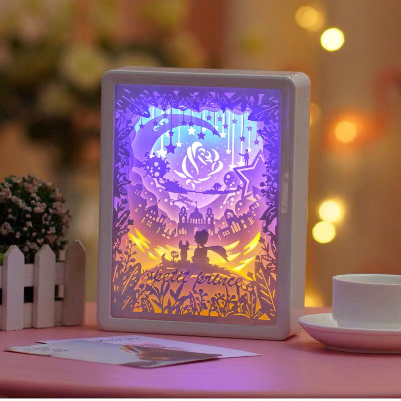Light Shadow Paper Carving Lamp Room Decoration Items Girl Birthday Finished Diy Production Bedroom Romantic Night Light: Planet