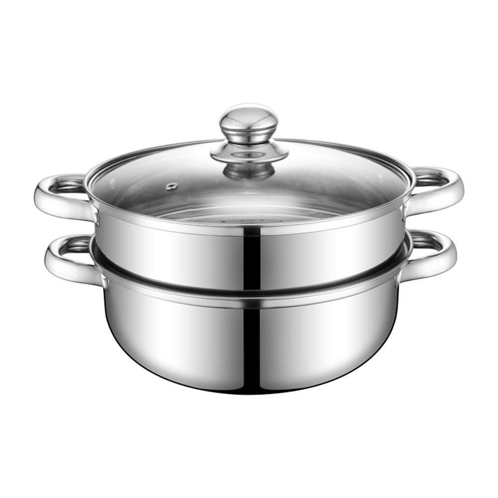 Stainless Steel Thick Steamer Pot Soup Steam Pot Universal Cooking Pots For Induction Cooker Gas Stove Two-layer Steam Pot