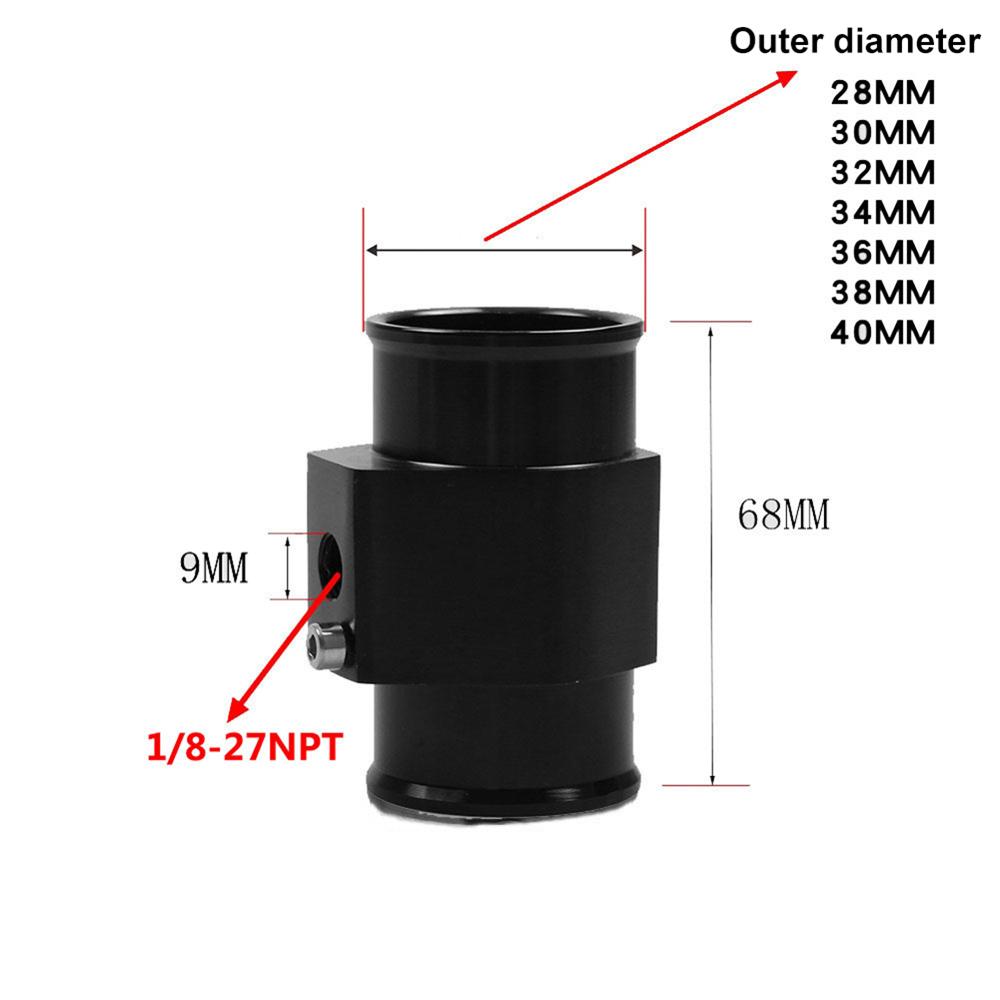 Bil vattentemperaturmätare t-skarv rörsensor kylarslang adapter tillbehör storlek 28 30 32 34 36 38 40 mm