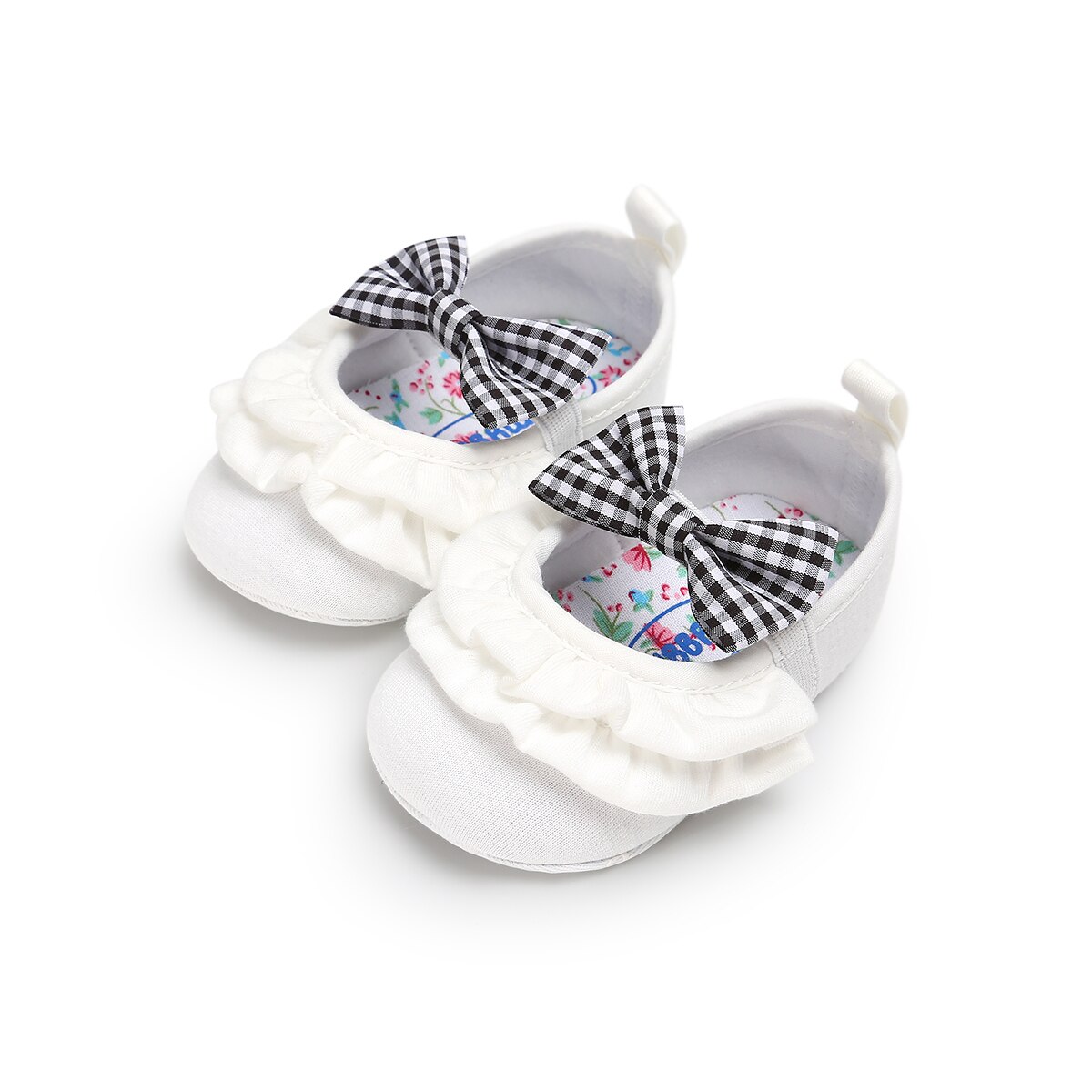 Chaussures de crèche pour bébés et -né | , chaussures de fête décontractées avec nœud floral: WHITE / 13-18 mois
