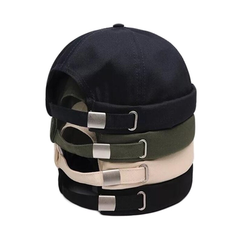 Spring Brimless Hats Hip Hop Beanie Skullcap Street Knitted Hat Women Men Acrylic Casual Solid Pumpkin Portable Melon Cap