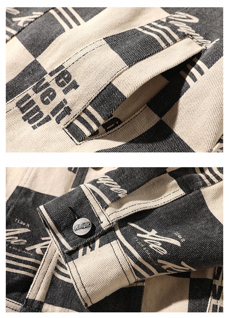 Rhymonster volledig bedrukte patchwork denim jassen hiphop multi-pocket jas heren herfst losse high street outfits