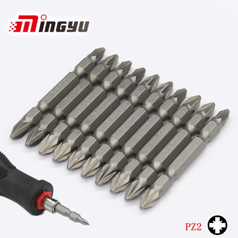 10PCS 1/4" Shank PZ0 PZ1 PZ2 PZ3 PH0 PH3 SL Screwdriver Bit Set 65MM Long Double End Philipps Pozi Slotted Screw Dirver Bits