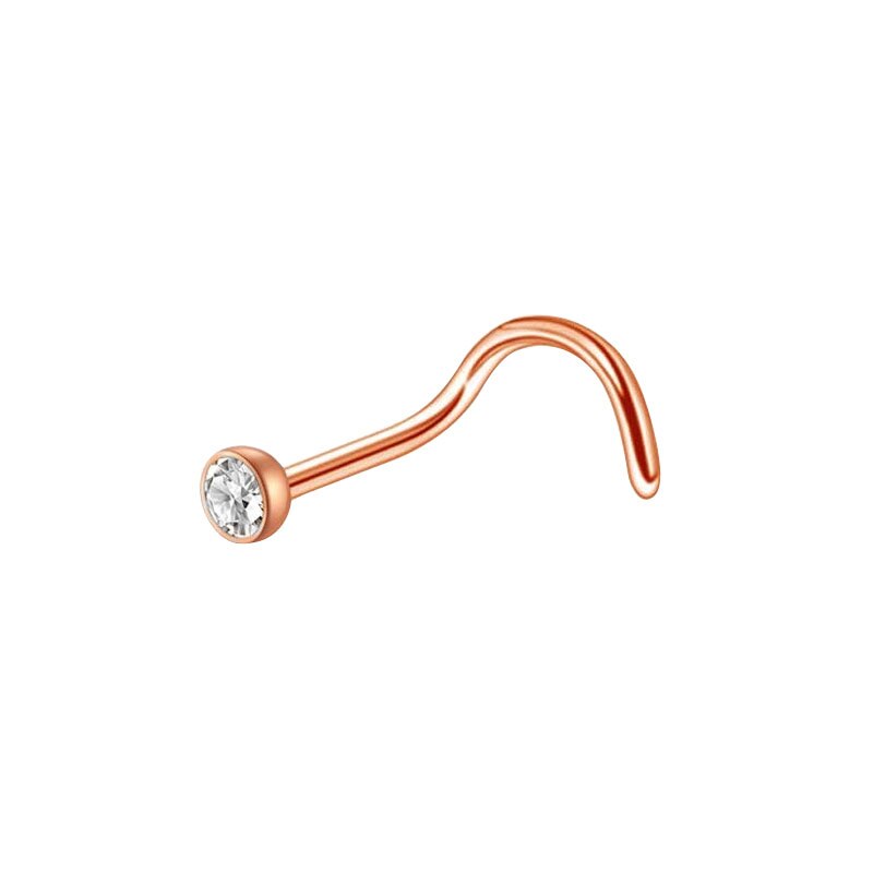 1 ud. Tornillo curvo clavijas de la nariz oro rosa anillos de la nariz Piercing del cuerpo joyería pendientes pequeños para las mujeres Gilrs Piercings de la nariz: style 10