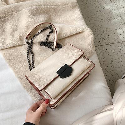 Stone Pattern Leather Crossbody Bag For Women Sac A Main Female Shoulder Bag Female Handbags And Purses With Handle: White