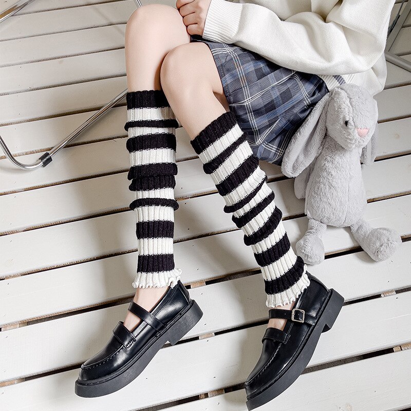 Jambières japonaises et coréennes pour filles, protection des jambes au dessus du genou, chaussettes JK à rayures, danse de Ballet latine