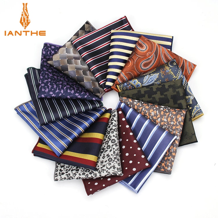 Mouchoir de luxe pour hommes | Motif Floral, rayures à pois, Polyester Hankies homme Business, poche carrée poitrine serviette, poche carrée