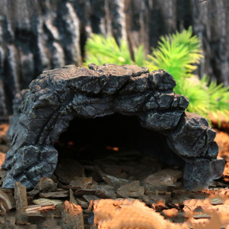 Cueva escondite para acuario, paisajismo del tanque de peces, decoración Vintage para el hogar, refugio de resina para criar gambas, múltiples agujeros