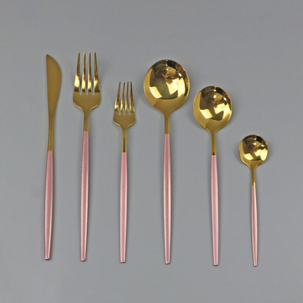 6 teile/satz Silber Geschirr einstellen 304 Edelstahl Geschirr Gabel Messer Löffel Besteck Besteck Heimat Hotels Partei Besteck einstellen: Rosa Gold