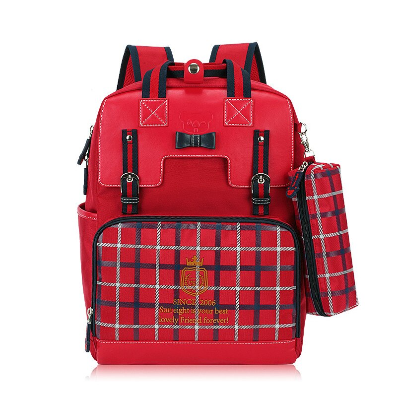 girls school backpack kids school bag korean sytle girl schoolbag backpacks for teengae girls children pencil bag: red