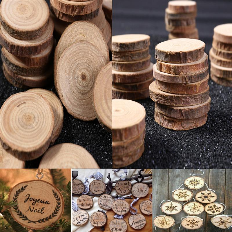 100 stk fyrretræskiver dobbeltsidede naturlige runde træflis diy håndlavet boligindretning fotograghy rekvisitter