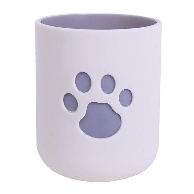 Tandenborstel beker bescherming pp cartoon kattenklauw bedrukt wasbeker borstelhouder badkameraccessoires: Wit