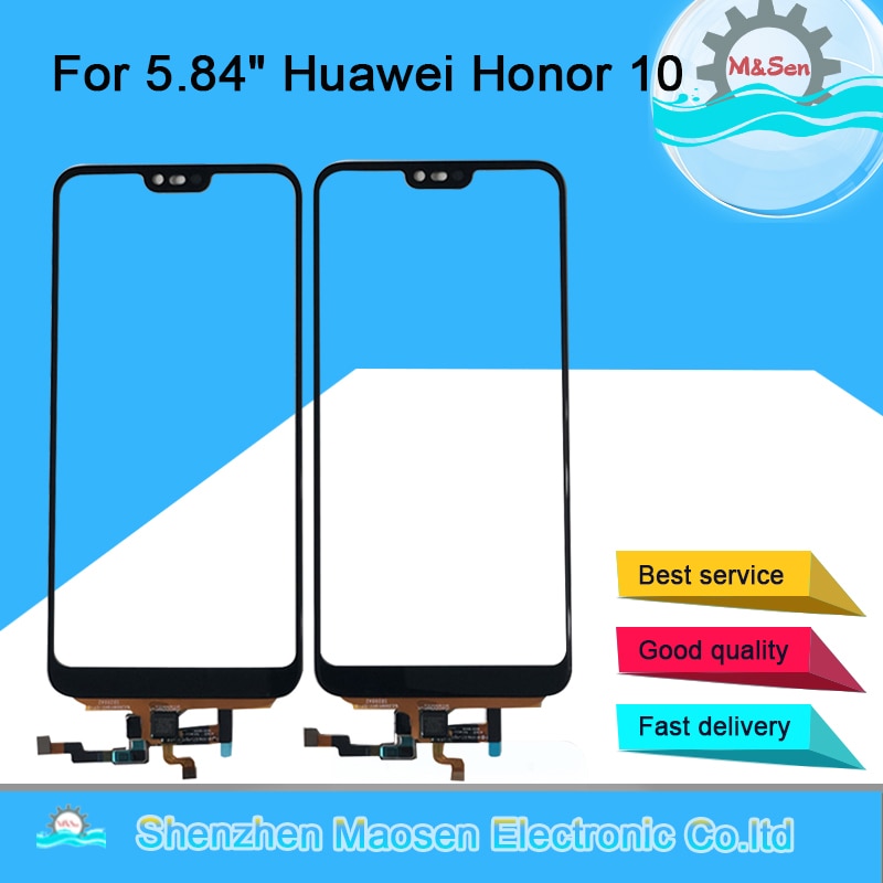 M & Sen-Panel digitalizador de pantalla táctil de cristal frontal para Huawei Honor 10, Original, 5,84 pulgadas, con Sensor de huella dactilar para el hogar