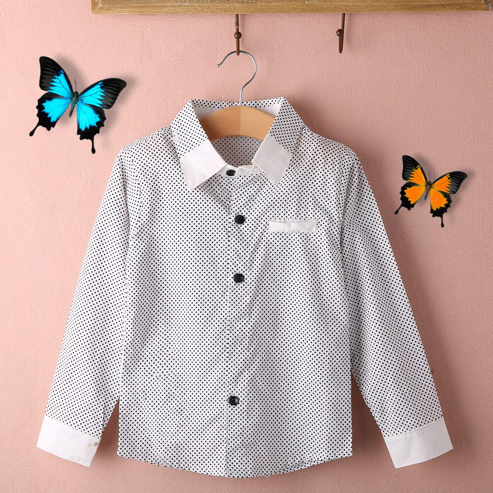 Chemise longues manches pour petits garçons | Chemise à pois, vêtements noirs, blancs, tendance