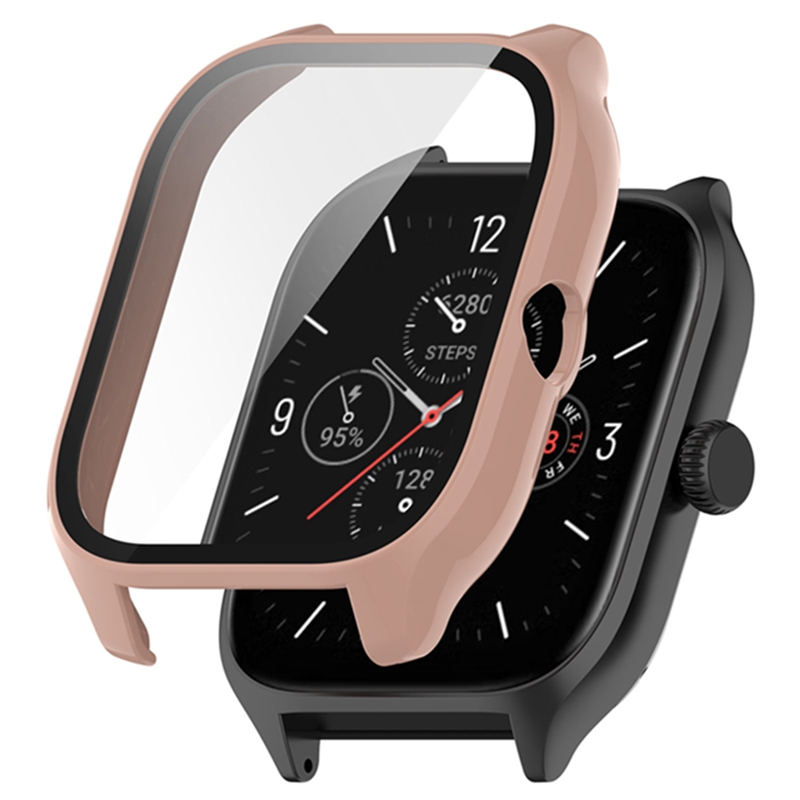 Case+Glass For Amazfit GTS4/4 Mini Cases Full Coverage Protection Shell For Amazfit GTS 4 Mini Screen Protector Protective Cover: Rose Gold / 7 Inches & Above