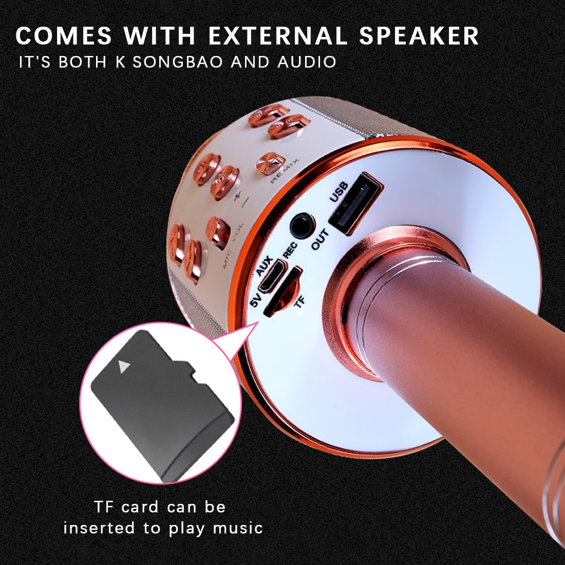 WS858 Wireless Bluetooth Microphone Condenser Microphone Karaoke Mic Radio Studio Recording Mic with LED Light