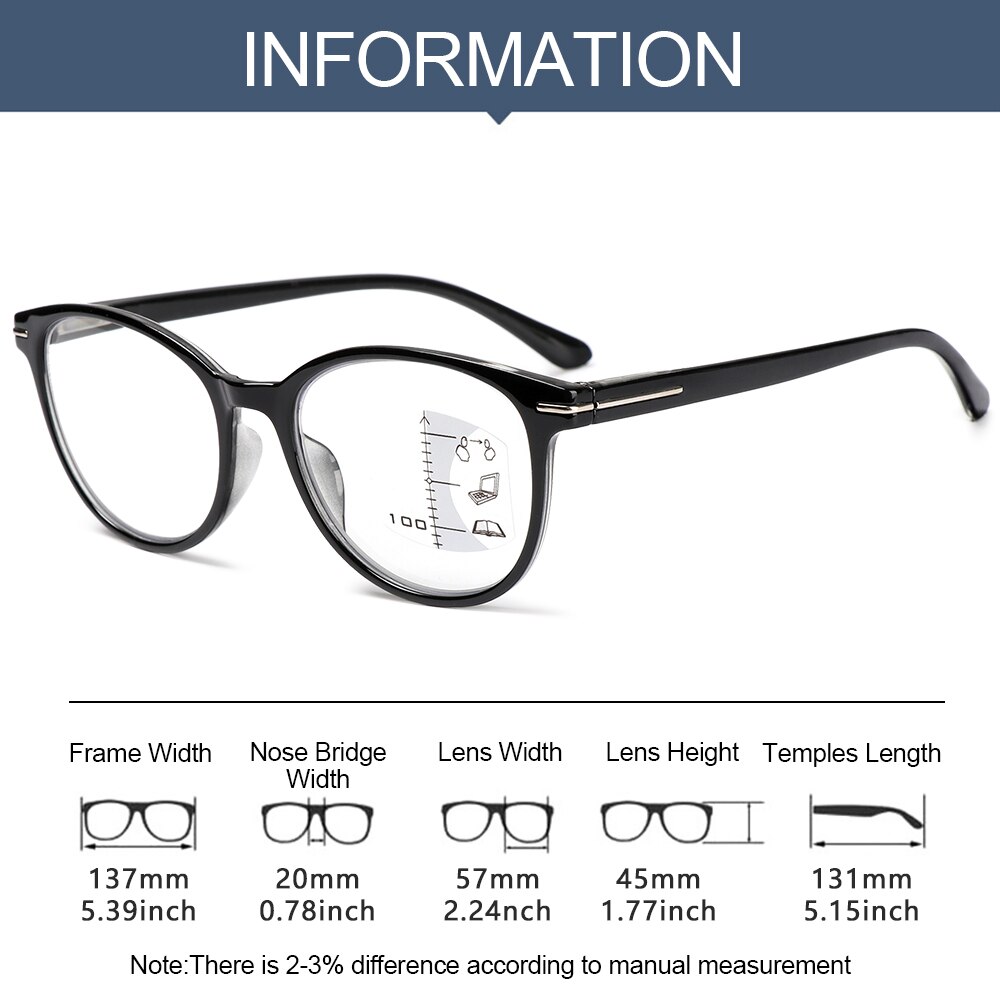 Occhiali da lettura multifocali progressivi unisex occhiali da lettura con blocco della luce blu occhiali da presbiopia rotondi occhiali per computer