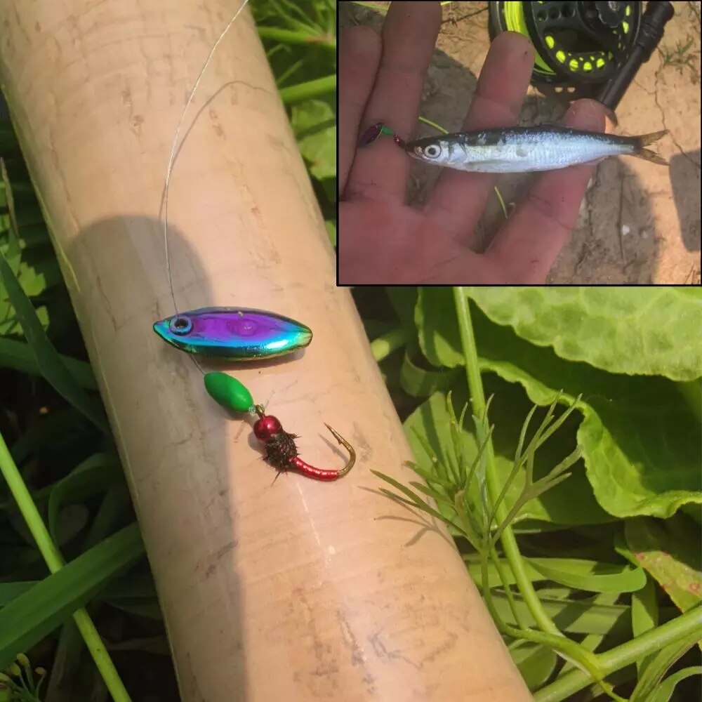 10 unidades de Señuelos de Pesca con cuchillas, señuelo de pesca con mosca, cuchara pequeña, señuelo giratorio, aparejos, hoja giratoria, accesorios de señuelo de trucha DIY