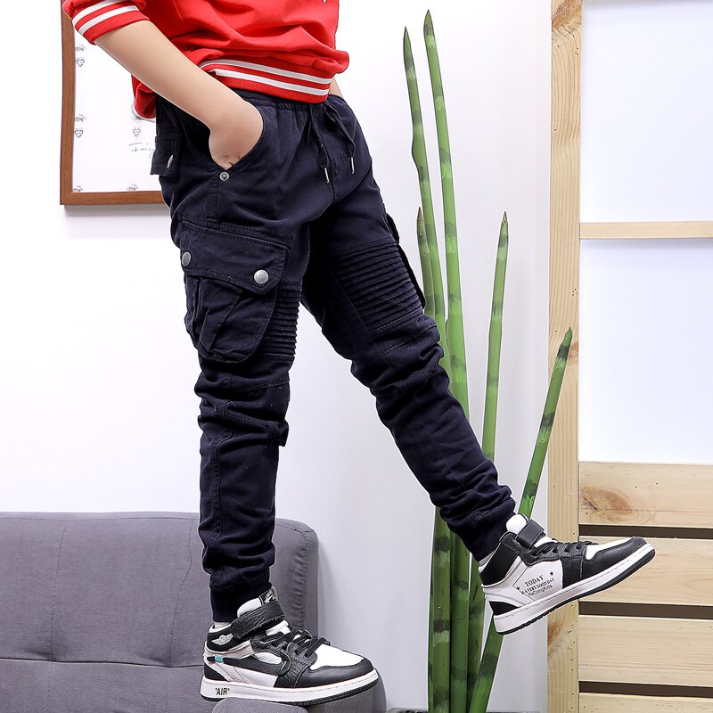 Boy Pants Korean Style Spring Autumn Cotton Sport Pants Enfant Garcon Kids Children Leisure Trousers: BLUE / 12