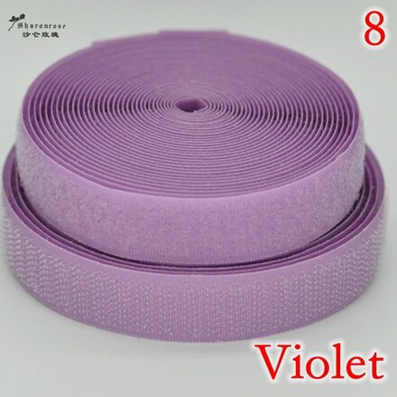 20mm 2 yards/lot kleurrijke zelfklevende klittenband naai-drukknoop naai-accessoires voor thuis kleding tas sh: 8 viooltjes