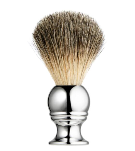 Rustfritt stål barbersett herre barberhøvel barberbørste stativ og hvit såpeskål barberhøvel holder barbermaskin holder: Børste 1