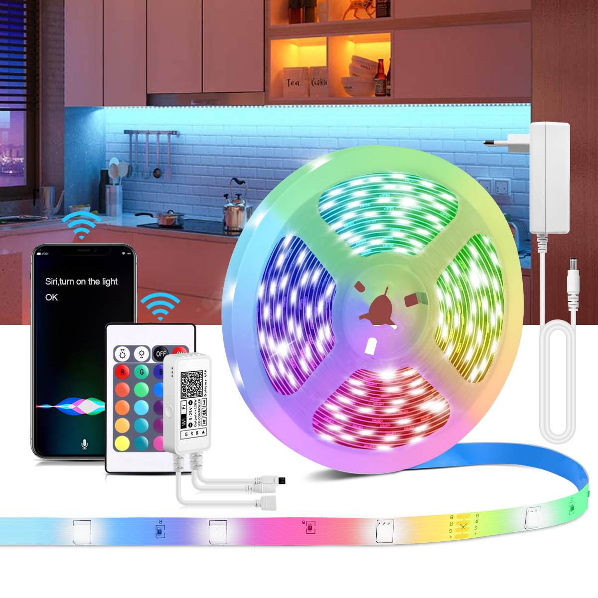 Smart Apple HomeKit Siri Voice Control RGB Neon LED Diode Tape Light WiFi Wireless Neon Lamp Luz Striplight Work With Apple Home