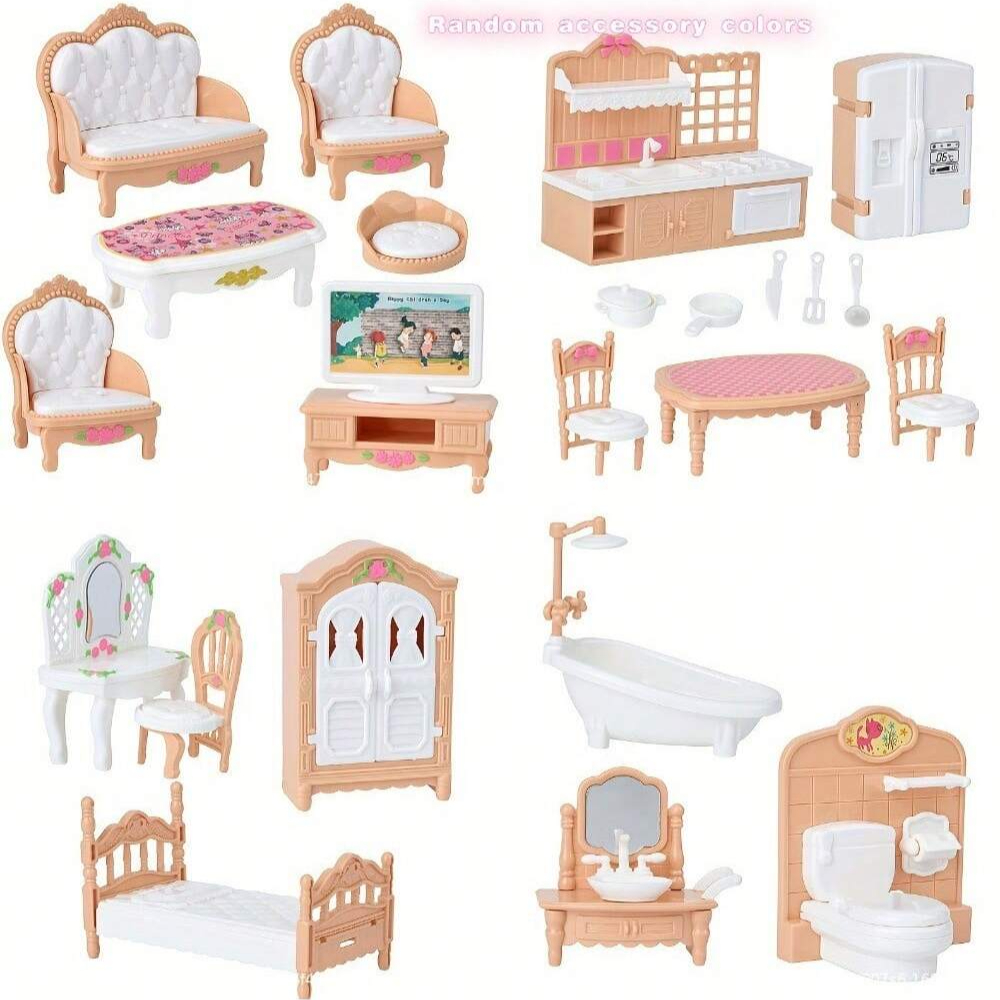 Ensemble de meubles miniatures 1:12 pour maison de poupée, chambre à coucher, salon, cuisine, accessoires de salle de bain, de parfait