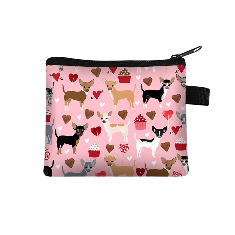 Cute Dog Chihuahua Mom Coin Purse Women Mini Wallet Lovely Dog Purses and Handbag Mini Lipstick Bags: lqbchihucw06