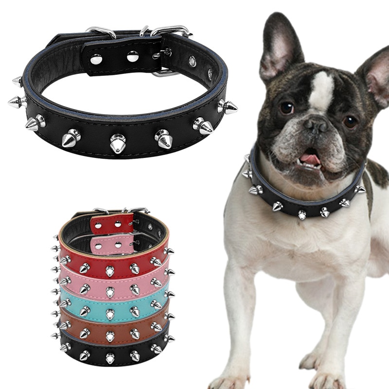 Spiked Studded Gewatteerde Halsband PU Leer Puppy Halsbanden Verstelbare Pitbull hond Neck Strap pet kraag Voor Kleine Middelgrote Honden