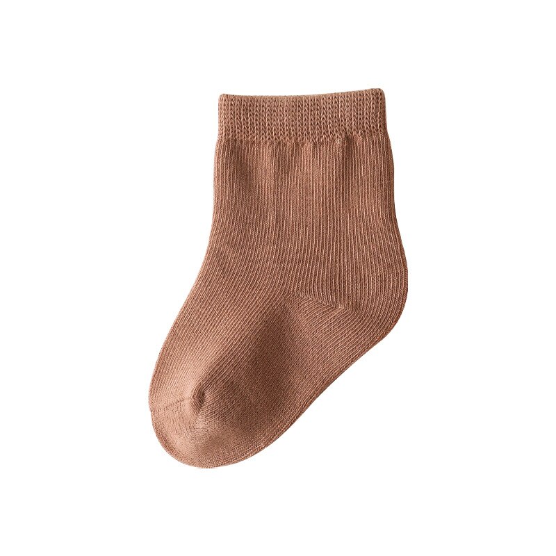 0-8Years Soild Color Cotton Socks Autumn Baby Boys Casual Socks Toddler Girl Foot Socks Babi Ankle Socks Calcetines Bebe: Light Brown / M(FOOT 10-12CM)