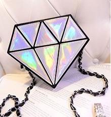 Super qualidade mulheres sacos 3d forma de diamante ombro corrente senhora menina mensageiro pequeno crossbody satchel noite zíper hangbags: A