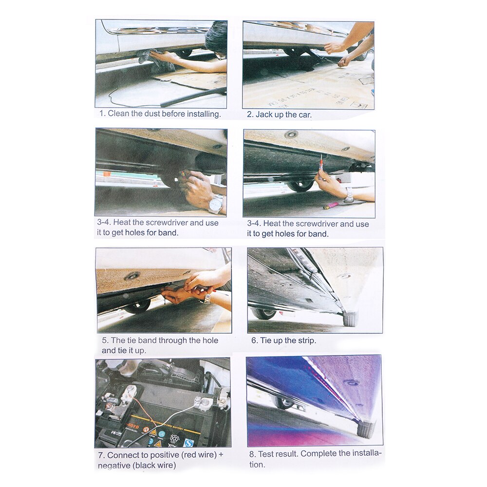 LEEPEE 4x8 Auto LED Strip Neon LED Car Bottom Lights Underglow Underbody Music Active Sound System Neon Light Car Kit