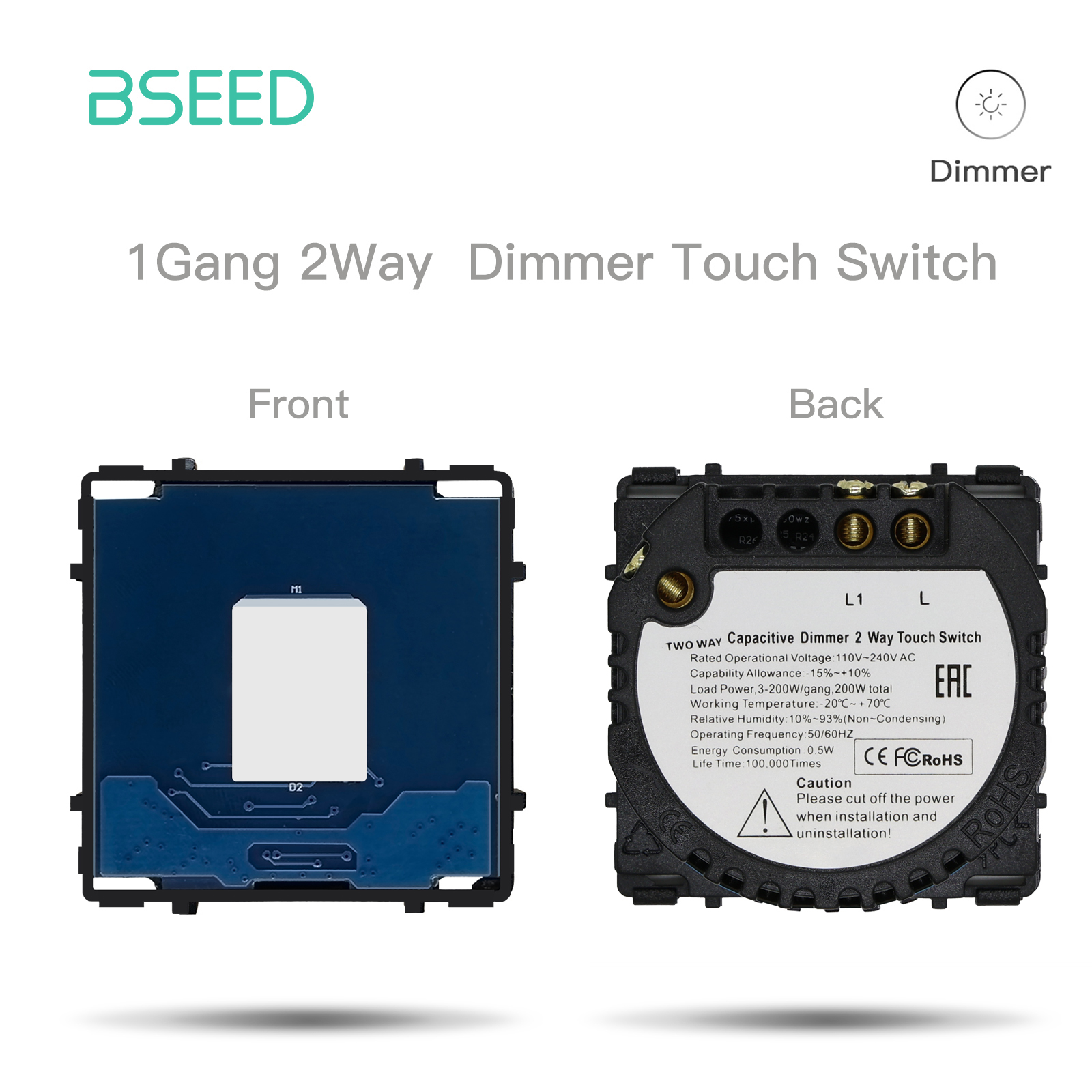 BSEED 1/2/3Gang Wall Touch Switch 1/2/3Way Function Base Stair Switches Spare Parts Sensor Glass Panel DIY Free Combination: Pink