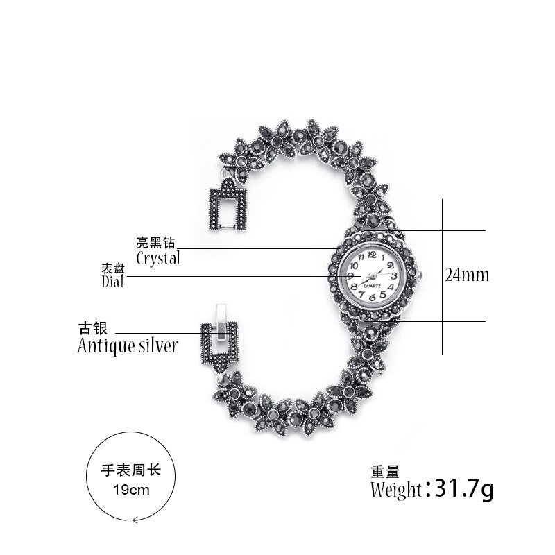 Pingente prata pulseira meninas cristal acessórios, moda feminina quartzo relógios charme acessórios