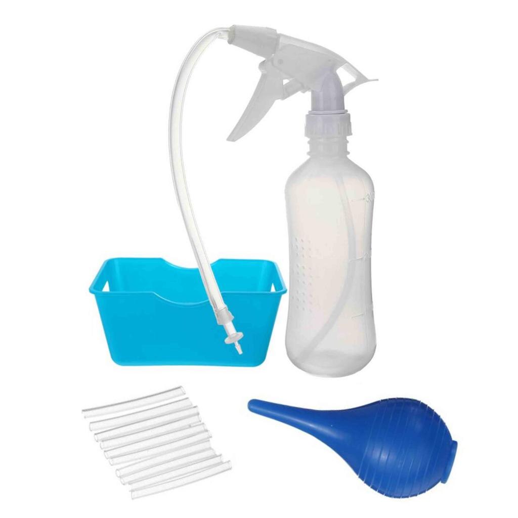 Ear Washer Bottle Ear Wax Remover Kit with Basin 300ml Spray Bottle 10 Extra Disposable Tips and Rubber Bulb Ear Wax Washer Kit