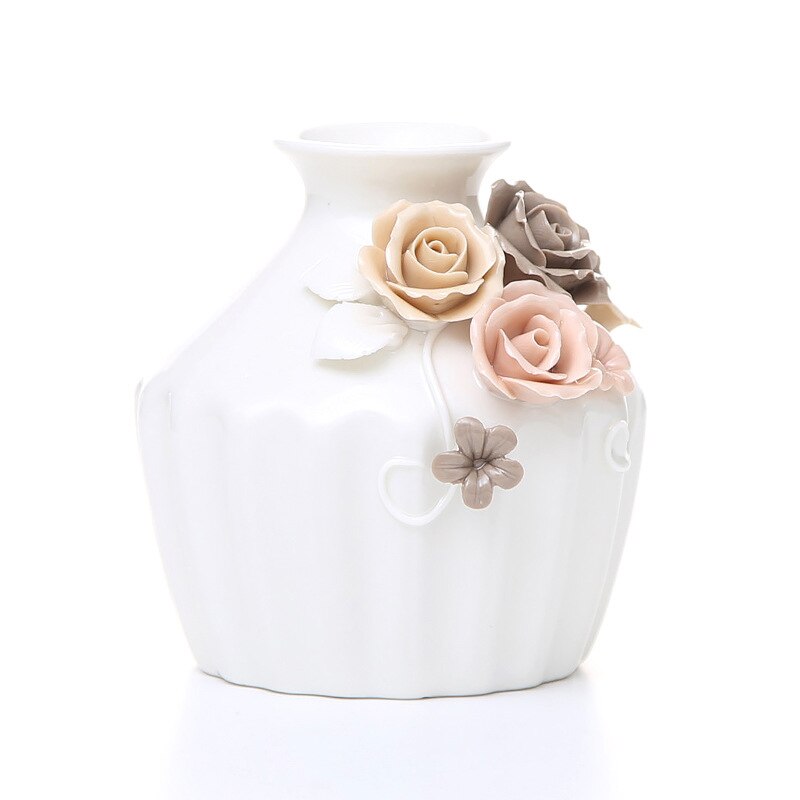 Handmade Art Collectibles Ceramic Flower Vases Small Porcelain Ornaments For Home Tabletop Kitchen Bathroom Vanity Decorations: White