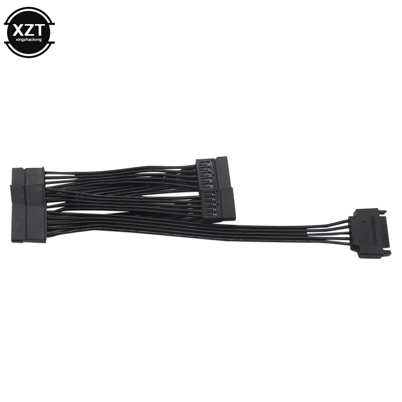 Nowy rozdzielacz zasilania dysku twardego SATA 15Pin M 1 do 5 SATA 15Pin F do samodzielnego montażu komputera PC 15-pinowy zasilacz 60CM