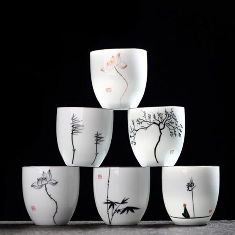TANGPIN 6 pcs traditionele keramische kopje thee handgeschilderd sets van 6 cups chinese kung fu cup porselein Theekopjes sets drinkware 150ml