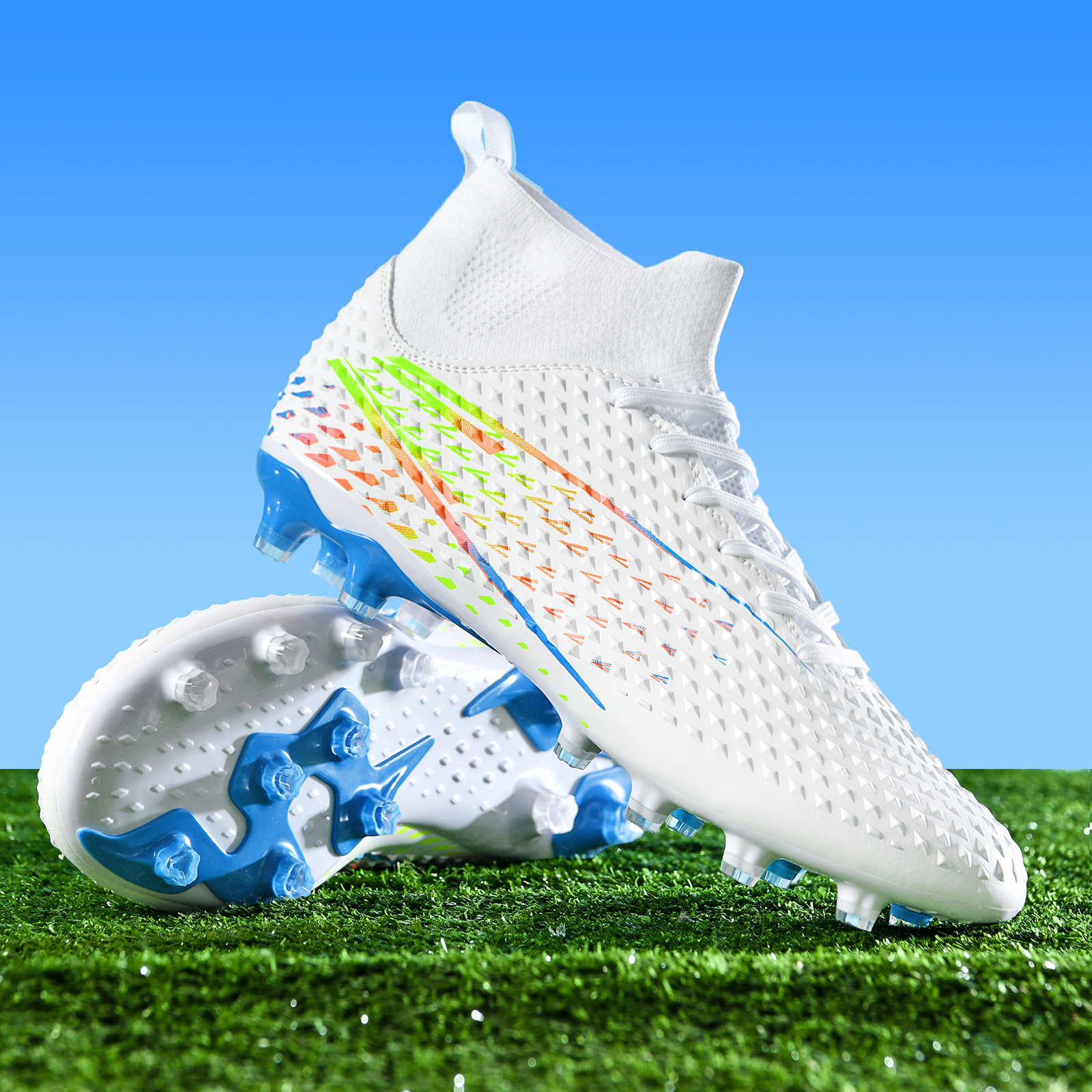 Voetbalschoenen voor heren Casual voetbalschoenen Volwassenen Professioneel voetbal Tiener Antislip buitensportschoenen Nieuw: WHITE / 44