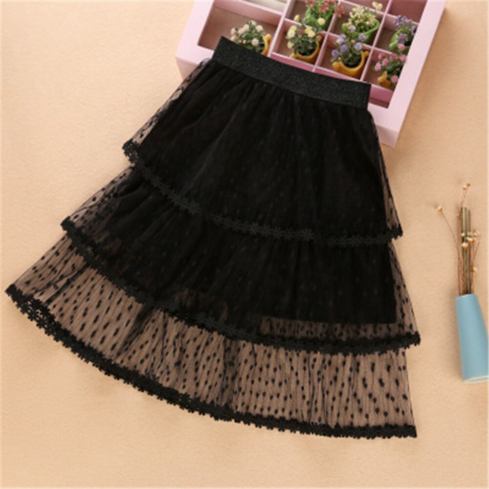 Criança nova dot longo tule saia elegante plissado tutu saias meninas jupe tutus vintage 2020 criança aa4310